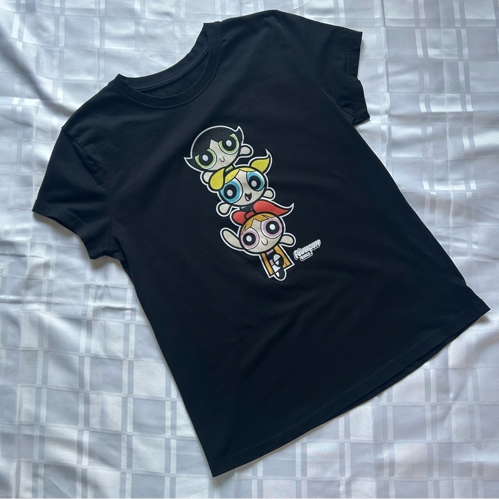 Cartoon Network Powerpuff Girls Black Graphic Fitted Baby Tee